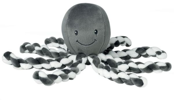 Nattou Peluche Poulpe Anthracite et Blanc Lapidou